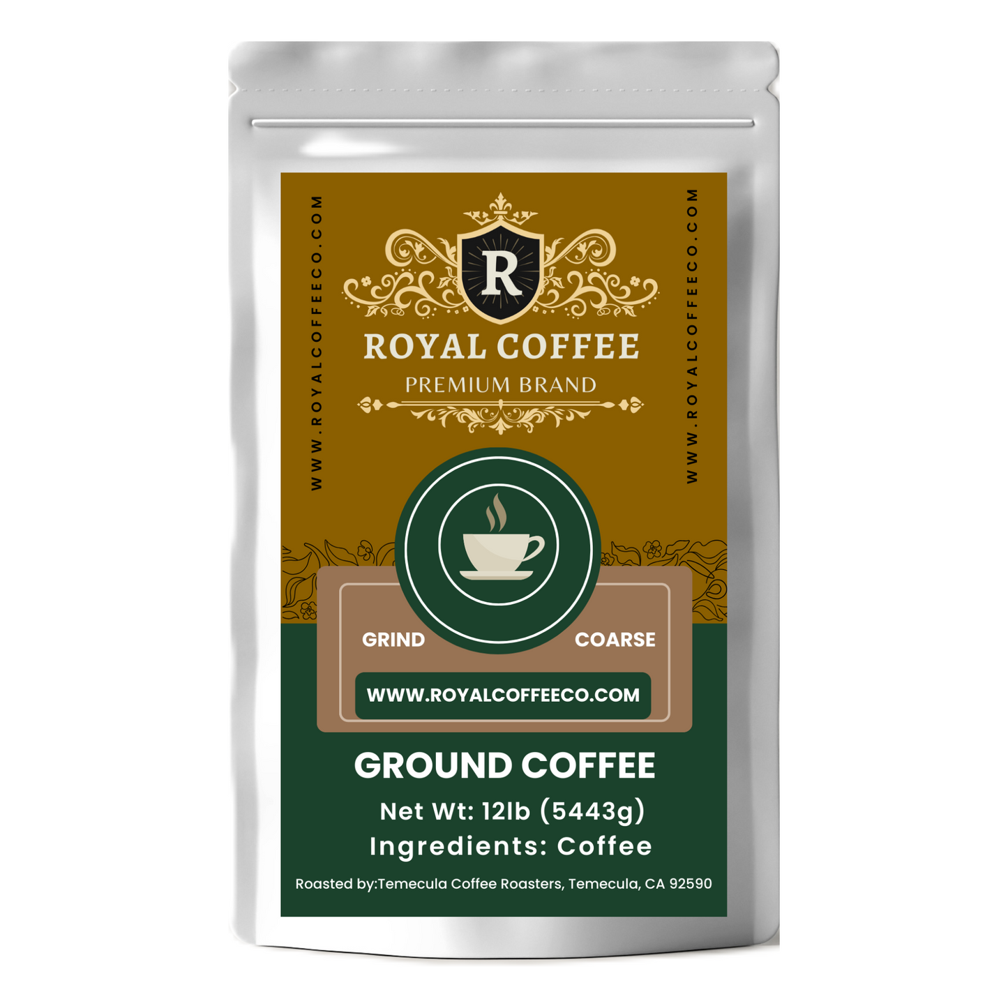 Royal Half Caffeine Fresh Roasted Coffee, (Half Caf) (Coarse)