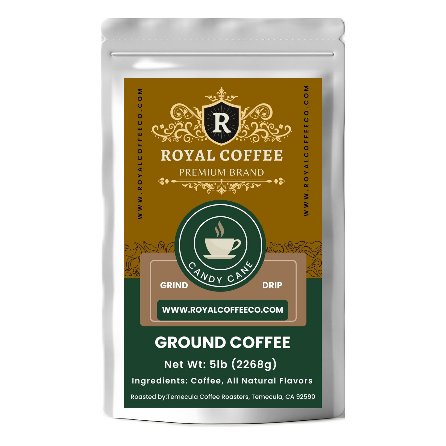 Royal Candy Cane Freshly Roasted Flavored Coffee, (Candy Cane) (Drip)
