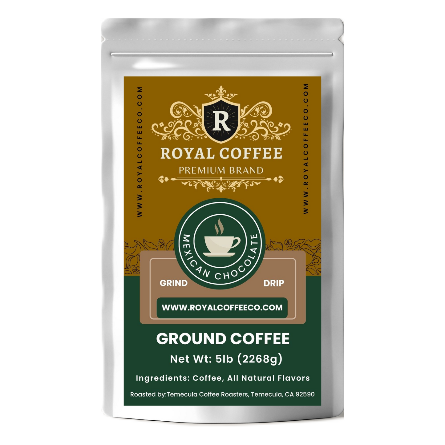 Royal Mexican Chocolate Freshly Roasted Flavored Coffee, (Mexican Chocolate) (Drip)