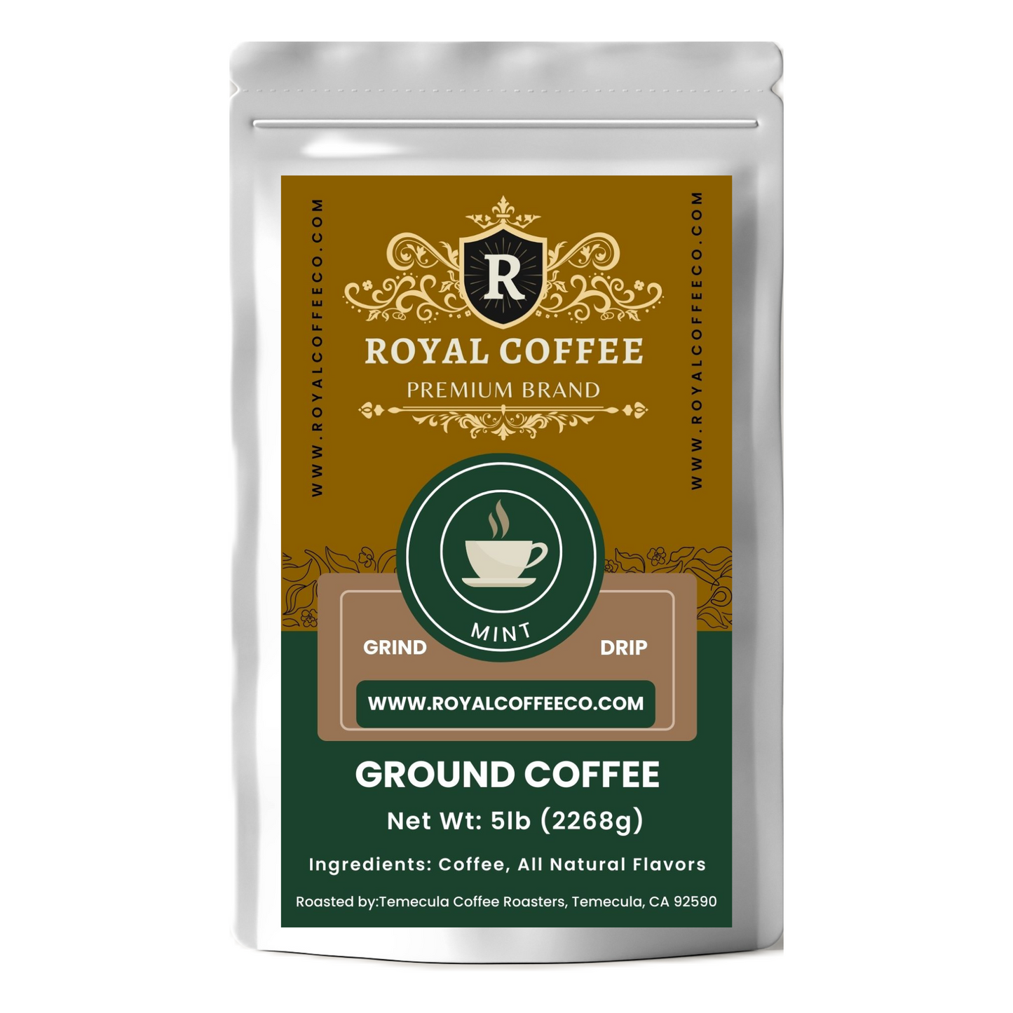Royal Mint Freshly Roasted Flavored Coffee, (Mint) (Drip)