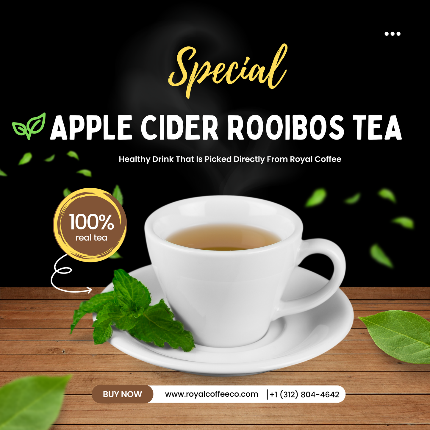 ROYAL Apple Cider Rooibos Caffeine Free Tea,