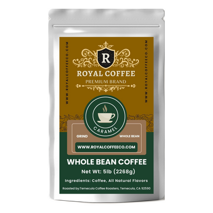 Royal Caramel Freshly Roasted Flavored Coffee, (Caramel) (Whole Bean)