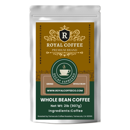 Royal Decaf Espresso Freshly Roasted Coffee, (Decaf Espresso) (Whole Bean)
