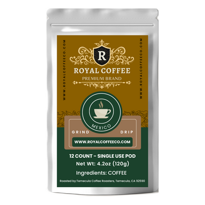 Royal Mexico Coffee Single Use Pod, (12 Count) (CUPS)
